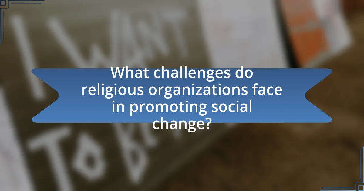 What challenges do religious organizations face in promoting social change?