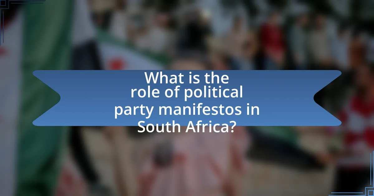 What is the role of political party manifestos in South Africa?