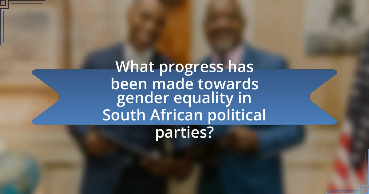 What progress has been made towards gender equality in South African political parties?