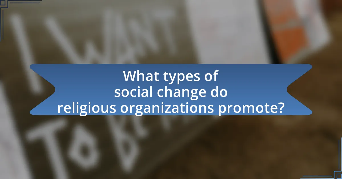 What types of social change do religious organizations promote?